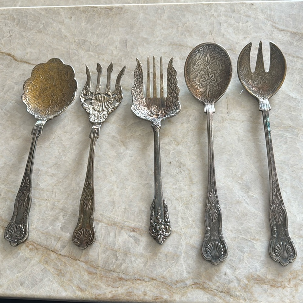 Vintage 7 Piece Set Large‎ 11" Serving Utensils Made in India